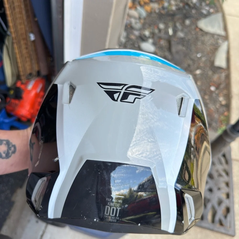 Fly Racing Gray and Green Helmet